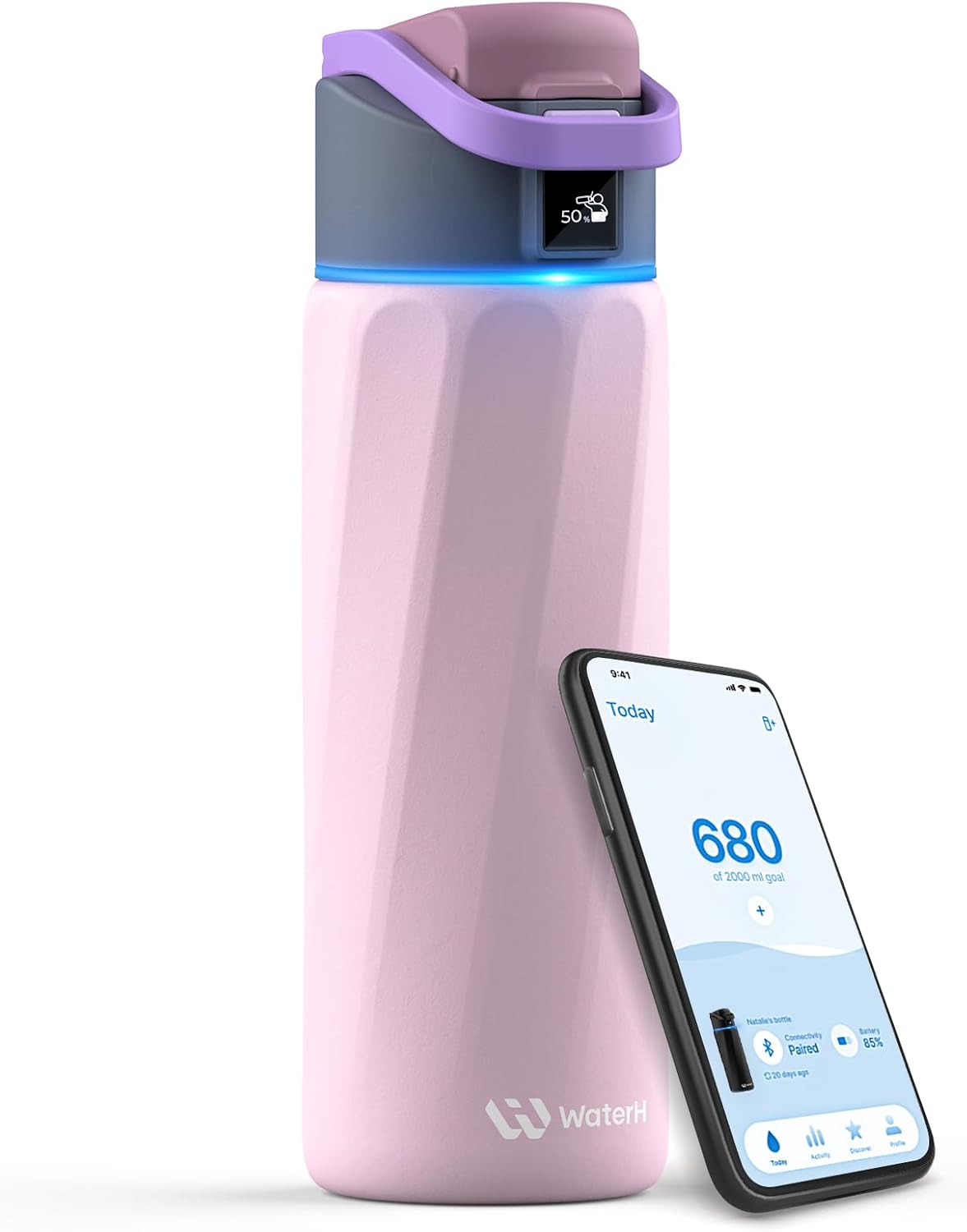 BOOST Smart Water Bottle that Reminds You to Drink, 24oz BPA-Free Stainless Steel Vacuum Insulated Bottle, Wide Mouth Water Tracker Bottle with APP, Ideal Gift for Christmas, New Year