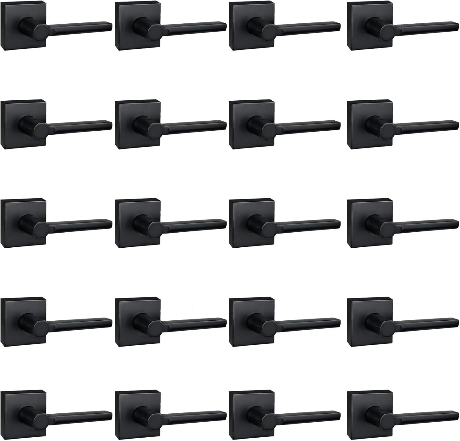 20 Pack Dummy Door Levers in Matte Black, Heavy Duty Interior Handle Lock for Closet Pantry, Non-Turning, Single Sided, Reversible for Left/Right Hand