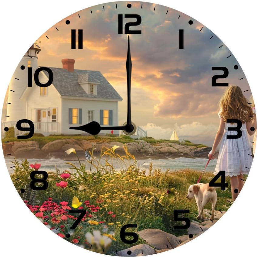 10 in Cats and Succulents -122 Wood Wall Clock – Digital Time Display, Smart Home Compatible for Bedside or Workspace