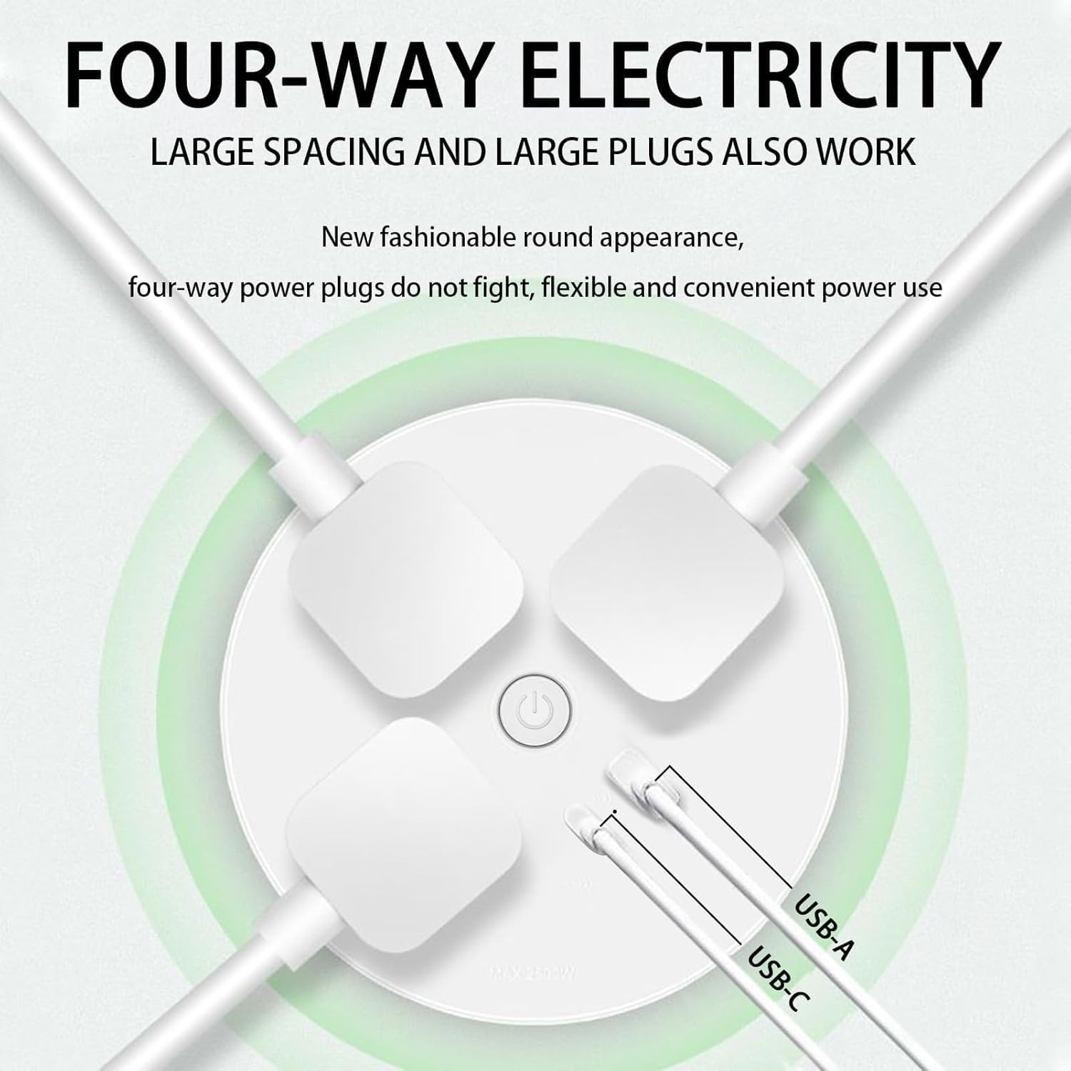 Electrical Outlet Extender,Power Socket Expander Features USB-A, USB-C, and 3 AC Electrical Outlet Extender, 180° Rotating & Extendable for Hard-to-Reach Outlets Behind Couch,Bed,Nightstand,Desk