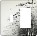 Watercolor Vintage Ink Bamboo Forest 2 Gang Combo 1 Toggle 1 Rcoker Light Switch Covers Decorative Switch Plates Electrical Switch Plates and Outlet Covers for Home Art Decor 4.5 X 4.5 IN