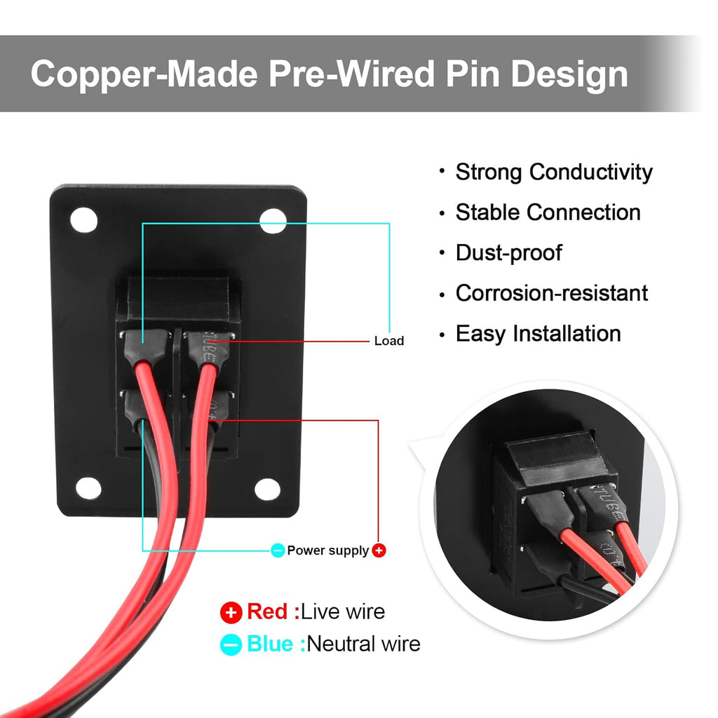 1Pcs Red LED KCD4 Boat Rocker Switch 2-Position 4-Pin Pre-Wired DPST Panel Switch 16A 250VAC 20A 125VAC, CE