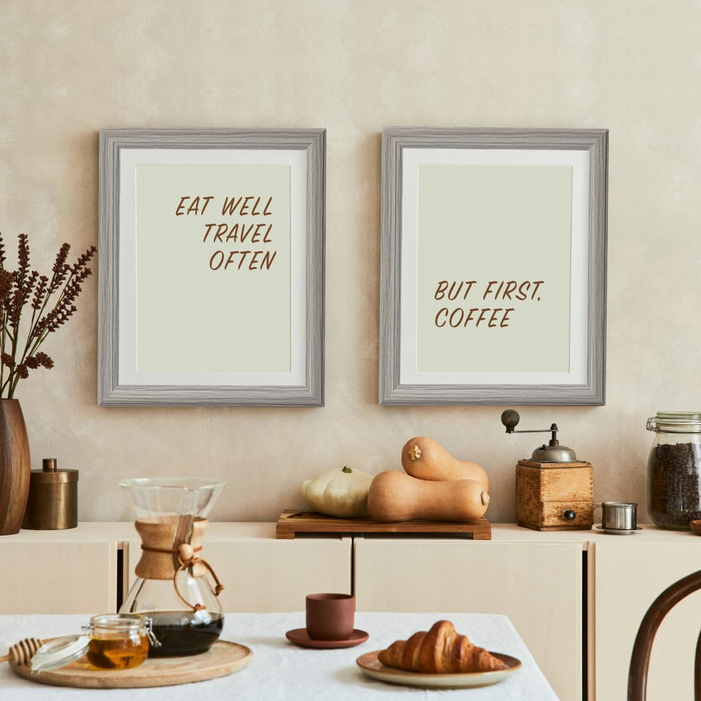 KTKDE 8x8 Picture Frame Set of 3, Grey Wooden frames, Wall Hanging for Tapletop Display, Best Square Photo Frame Studio Gallery for Photos, Posters & Art Prints