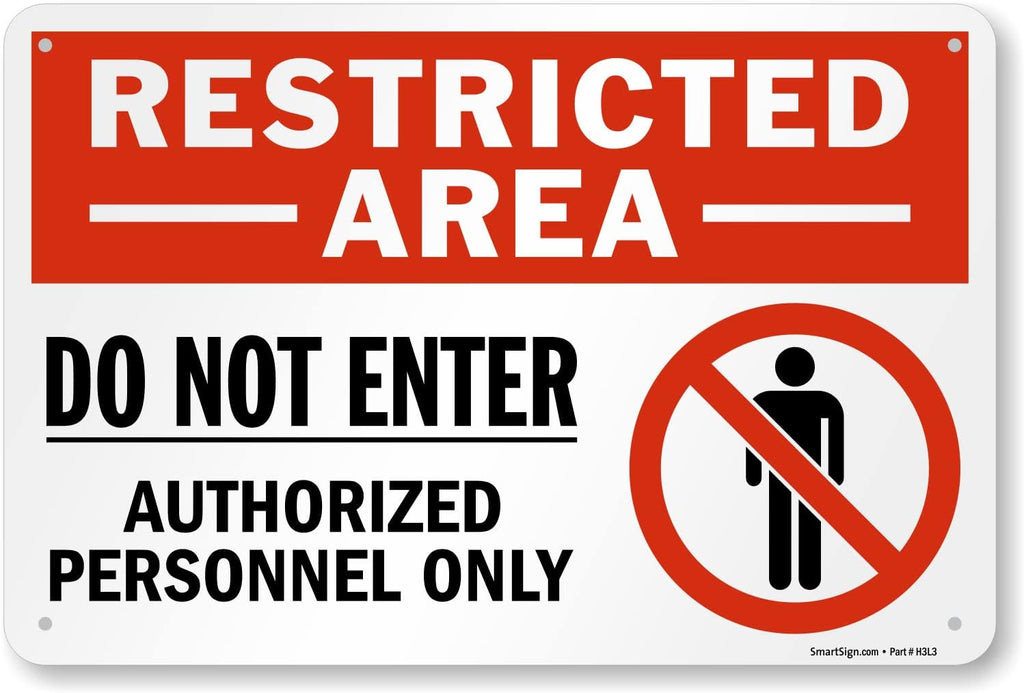 SmartSign 12 x 18 inch “Restricted Area - Do Not Enter, Authorized Personnel Only” Sign with Symbol, Digitally Printed, 55 mil HDPE Plastic, Red, White and Black, Made in USA