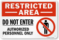 SmartSign 12 x 18 inch “Restricted Area - Do Not Enter, Authorized Personnel Only” Sign with Symbol, Digitally Printed, 55 mil HDPE Plastic, Red, White and Black, Made in USA