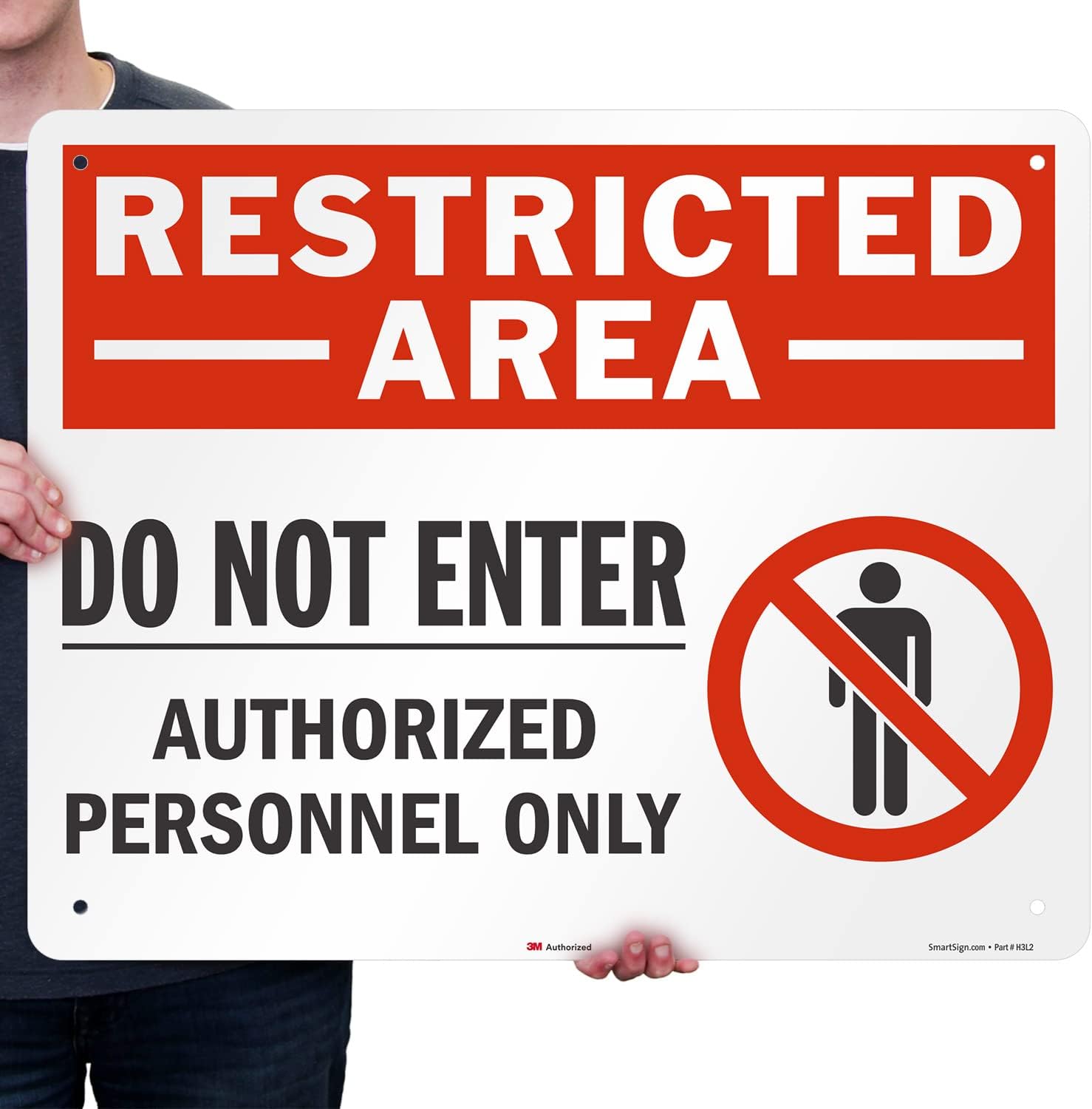 SmartSign 24" x 30" 'Restricted Area Do Not Enter, Authorized Personnel Only' Metal Sign with Symbol, 80 mil Aluminum, 3M Laminated Engineer Grade Reflective, Red, White and Black, USA-Made