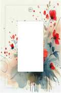 Vintage Floral Red Watercolor Modern Decorative Outlet Covers 1 Gang Single Rocker Light Switch Cover Plate Wall Plates GFCI Faceplate for Bedroom Bathroom Decor