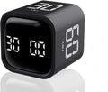 Digital Cube Pomodoro Timer Desk Rechargeable Productivity Timer 5/10/30/60min & Custom Countdown, Vibration & Adjustable Sound Alarm,for Task Work Kitchen ADHD Kids Studying (Black)