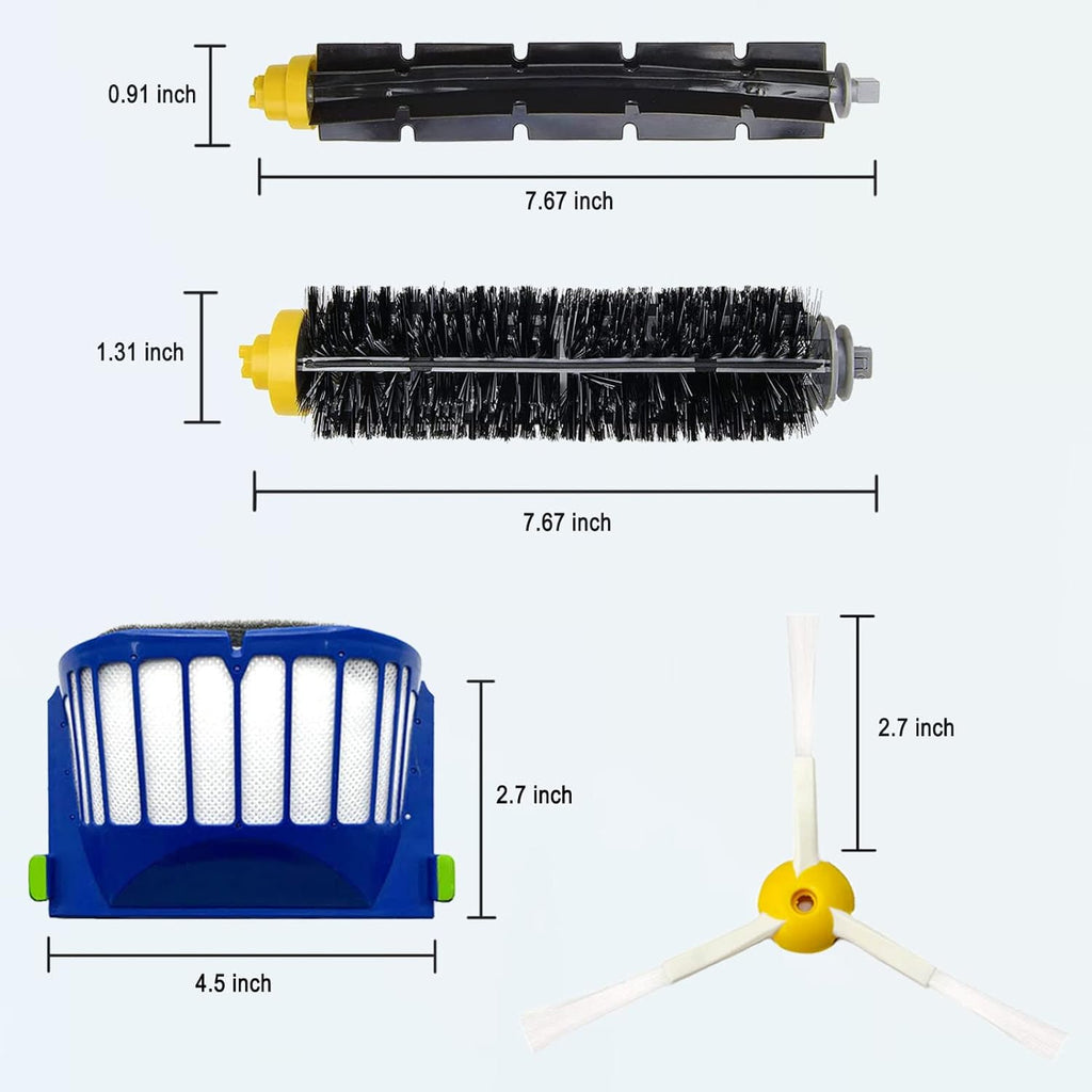 9 Pack Replacement Parts Accessories for irobot Roomba 600 500 Series 694 675 676 692 695 677 671 655 645 690 680 660 650 620 614 595 585 564 robot, 4 Filter 4 Side Brush 1Bristle&1Beater Brush