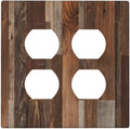 Vintage Brown Wooden Boards Print Wood Grain Outlet Covers 2 Gang Double Duplex Decorative Light Switch Covers Electrical Wallplates Socket Faceplate for Farmhouse Home Decor