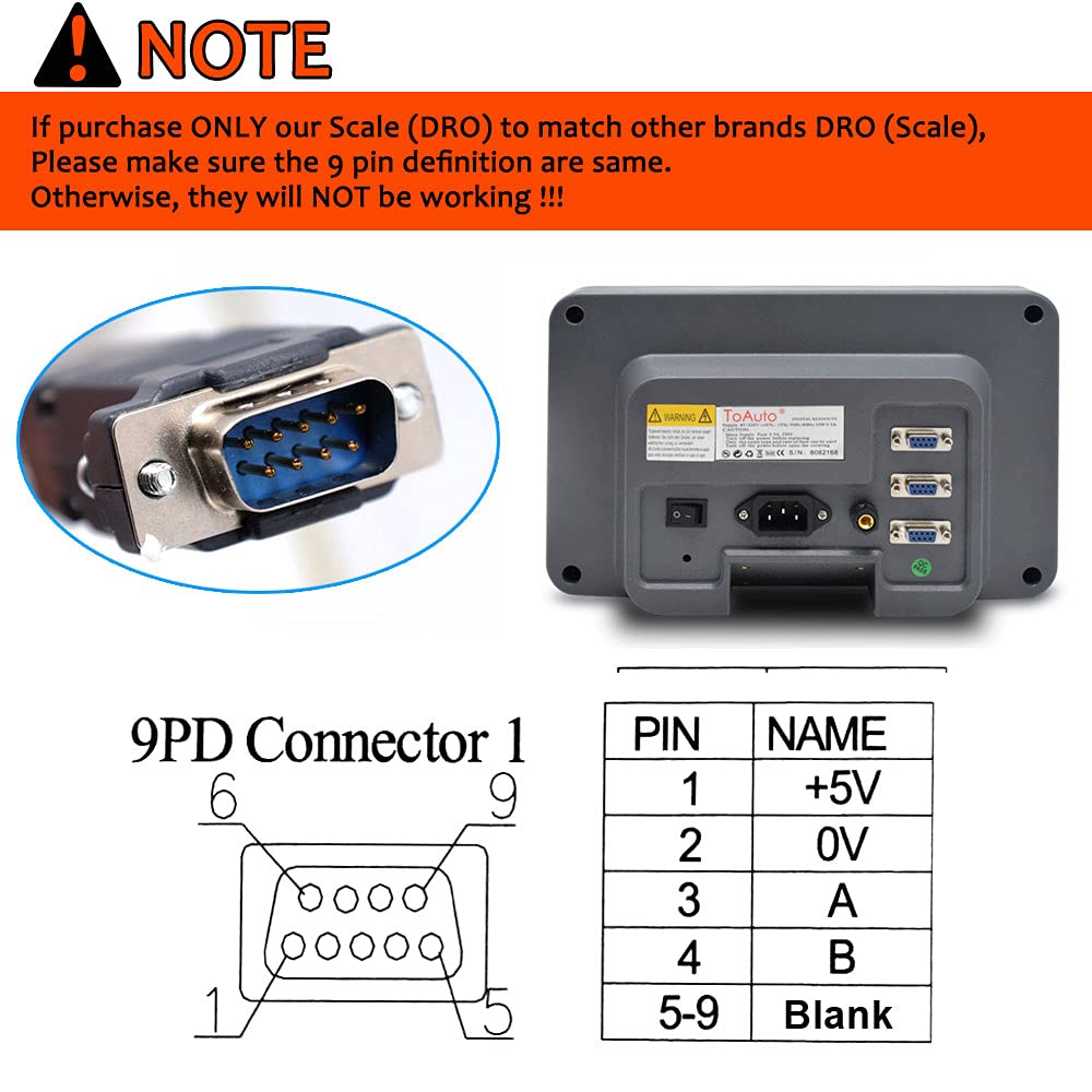 TOAUTO Digital Readout DRO, 2 Axis LCD Display 1um Glass Linear Scale Meter for CNC Milling Lathe EDM Machine