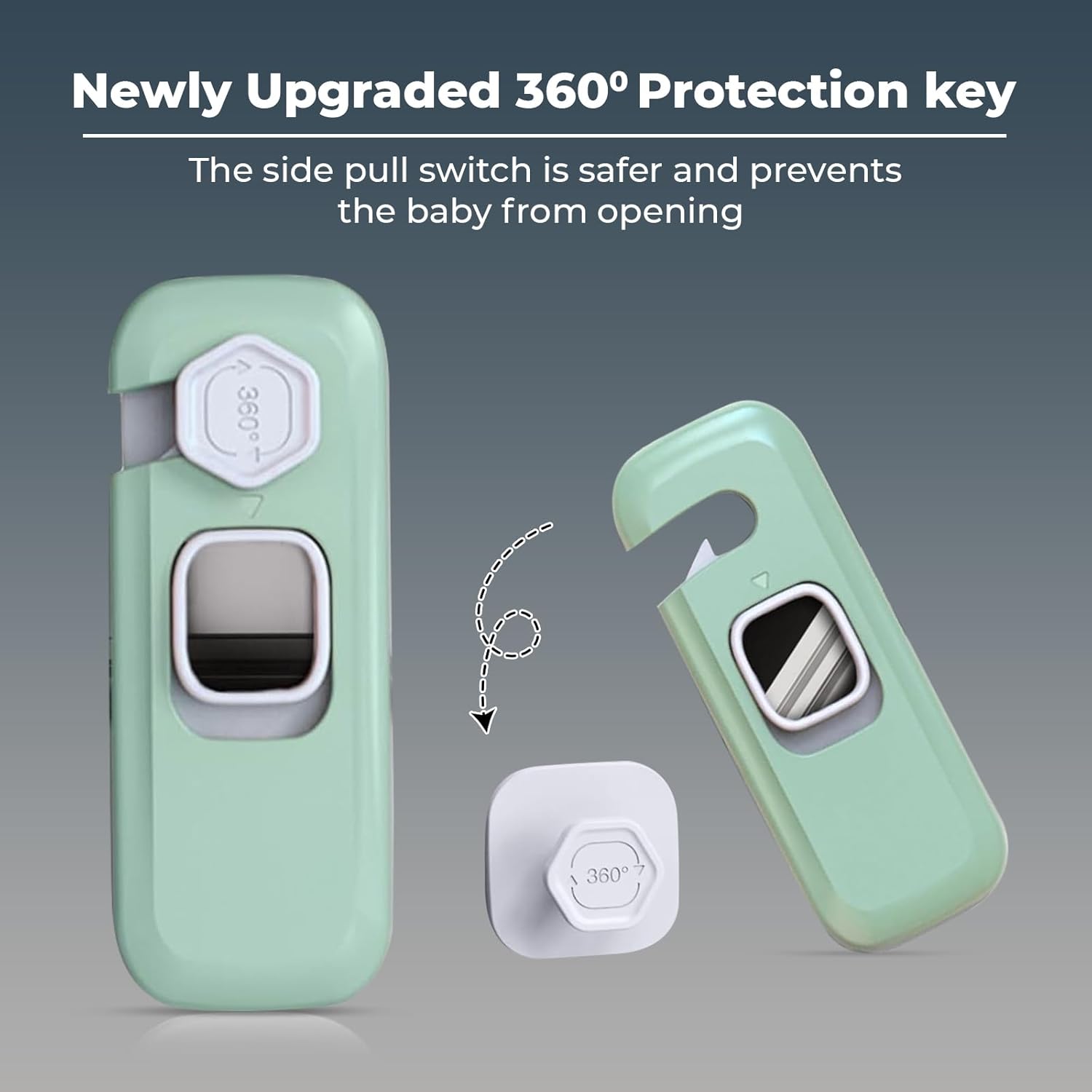 6-Pack Child Proof Refrigerator Lock, Cabinet Locks Baby Proofing, Fridge Lock for Kids with Self Adhesive Latches, Child Safety Locks for Doors, Drawers, Oven, Dishwasher, RV Refrigerator (Green)