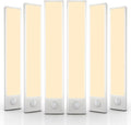 6 Pack Under Cabinet Lighting Wireless, 58 LED Rechargeable Battery Motion Sensor Light Indoor, Stick On Magnetic Closet Lights, Under Counter Lights for Kitchen, Stairs, Warm 14 in