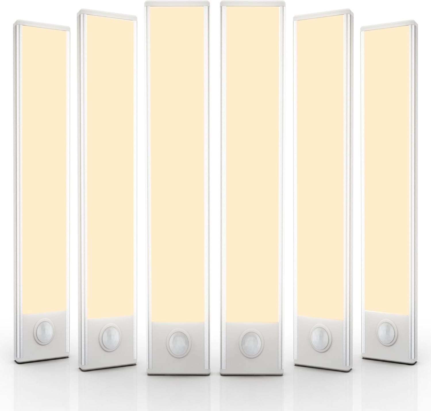 6 Pack Under Cabinet Lighting Wireless, 58 LED Rechargeable Battery Motion Sensor Light Indoor, Stick On Magnetic Closet Lights, Under Counter Lights for Kitchen, Stairs, Warm 14 in