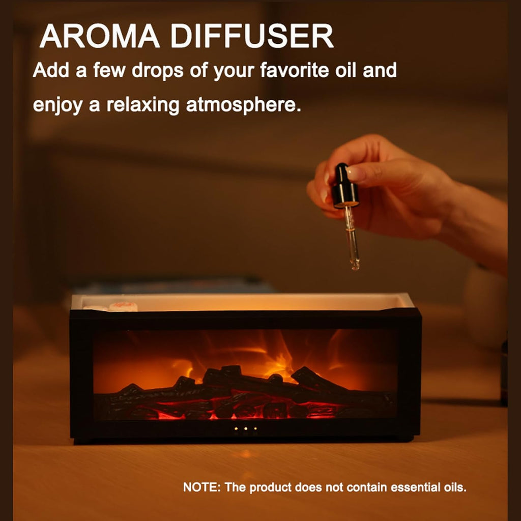 Essential Oil Diffuser, Fireplace Flame Air Diffuser Humidifier,7 Colors Aromatherapy Aroma Diffuser, Ultrasonic Aroma Humidifier with Timer for Bedroom Home Office Yoga