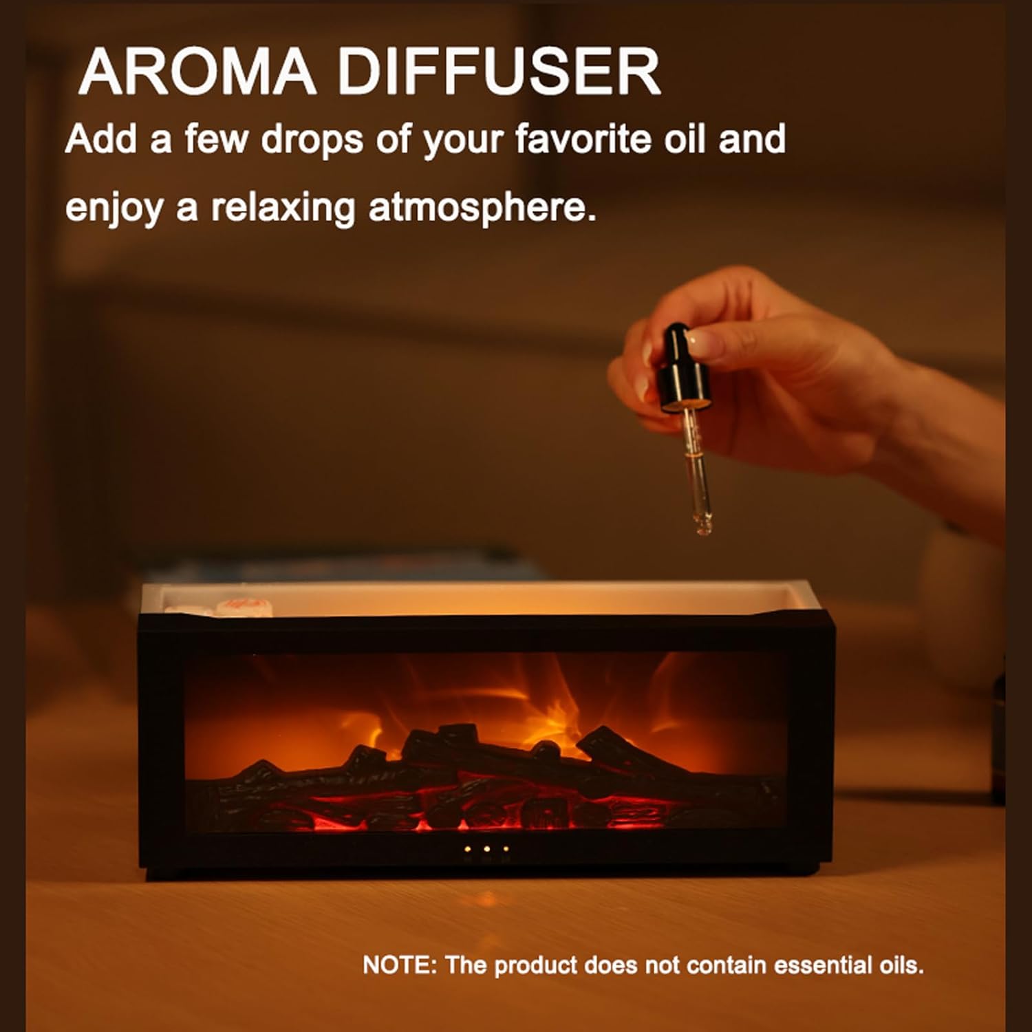 Essential Oil Diffuser, Fireplace Flame Air Diffuser Humidifier,7 Colors Aromatherapy Aroma Diffuser, Ultrasonic Aroma Humidifier with Timer for Bedroom Home Office Yoga