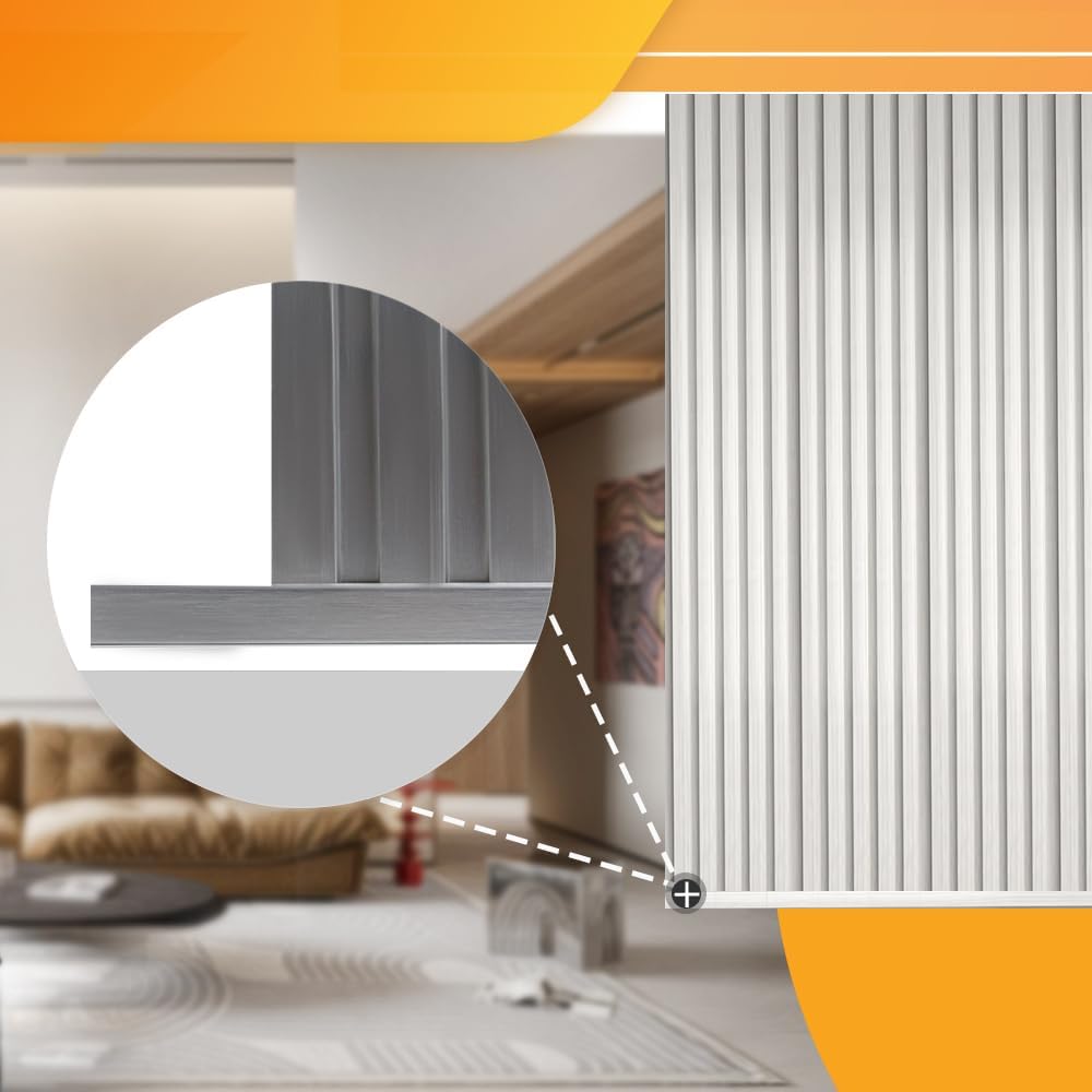 OUZUGIE 8-Pack 57 Inches, WPC Slat Wall Panel Trim,Corner Guard for Low Grille (Metallic Silver)