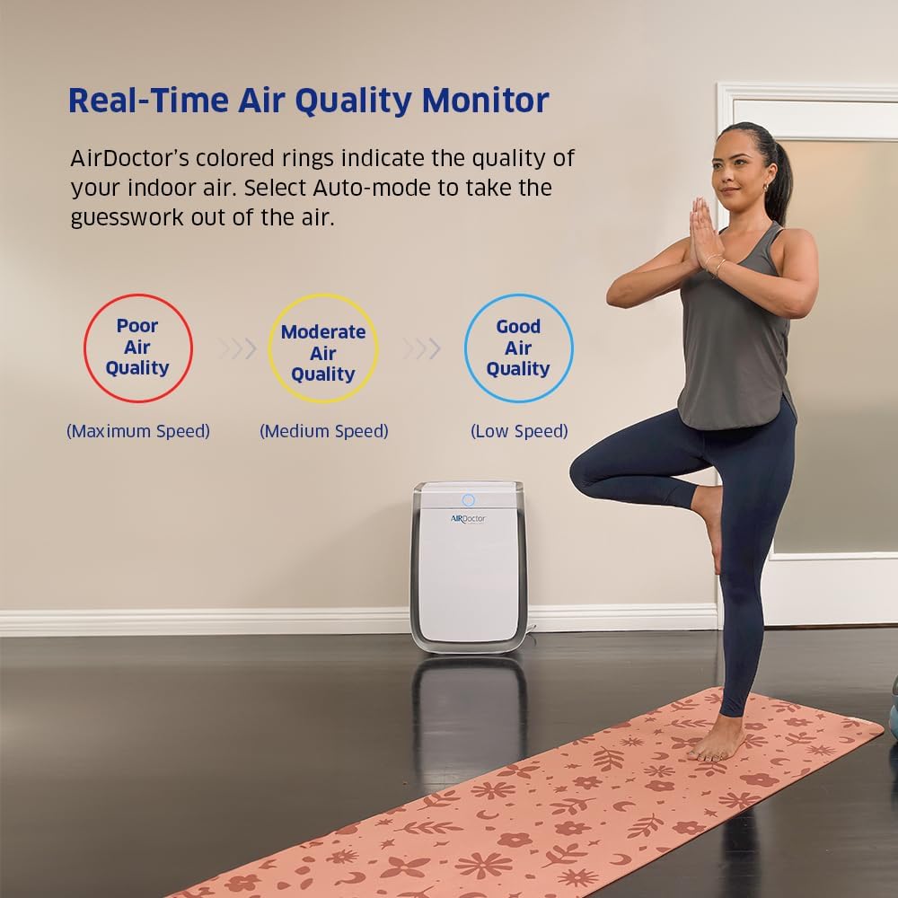 AIRDOCTOR 3500i SMART Air Purifier for Living Rooms & Bedrooms. 3 Stage Filtration with Pre-Filter, UltraHEPA, Carbon/VOC. Captures Particles 100x Smaller Than HEPA Standard