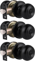 Gobrico Entry Door Locks Keyed-Alike Flat Ball Door Locksets with Same Keys in Black-Pack of 3