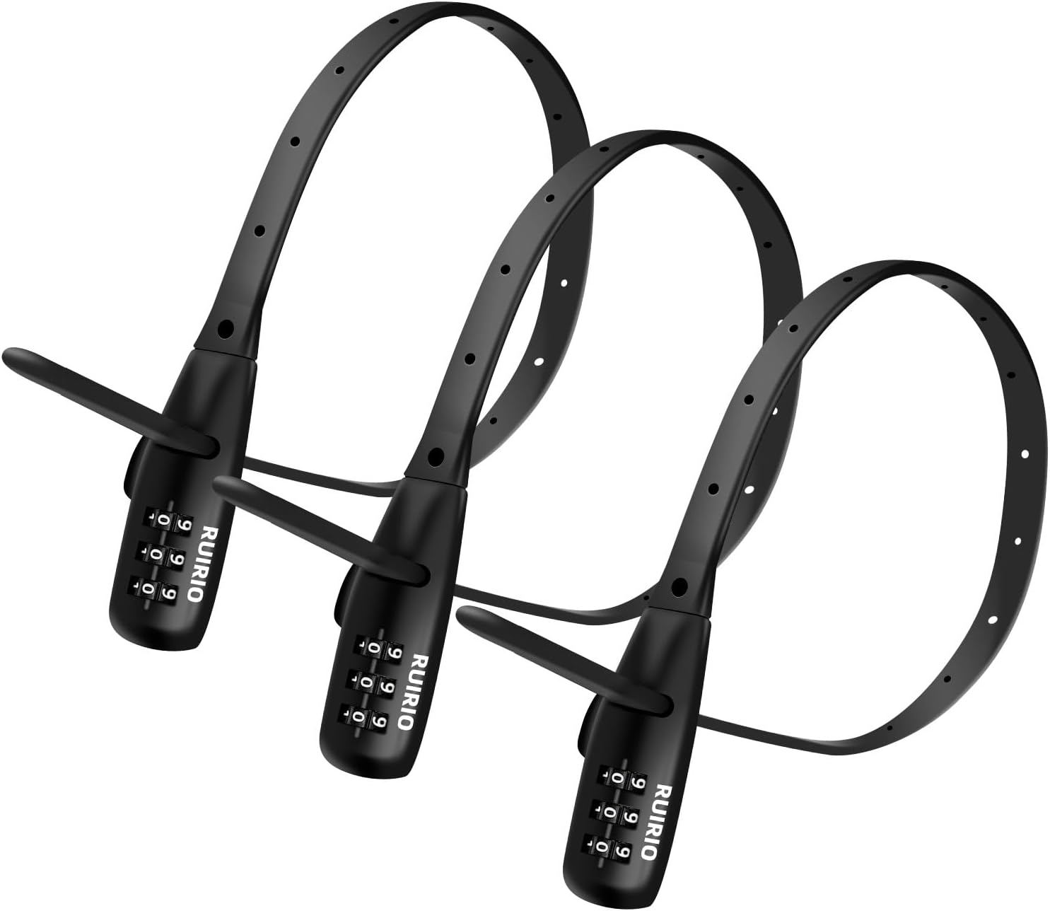 Zip Tie Lock Adjustable Cable Lock for Kids Bike, Helmet, Fridge, Scooter, Cabinets, Drawers, Suitable for Adult, Child. 3 Pack (Black)