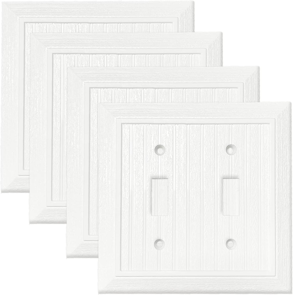 Modern Decorative Wall Plate Retro Wood Grain design Switch Cover Outlet Cover for Light Switch, Smart Switch, Dimmer, GFCI, USB Outlet (4 Pack, Double Toggle)