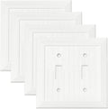 Modern Decorative Wall Plate Retro Wood Grain design Switch Cover Outlet Cover for Light Switch, Smart Switch, Dimmer, GFCI, USB Outlet (4 Pack, Double Toggle)