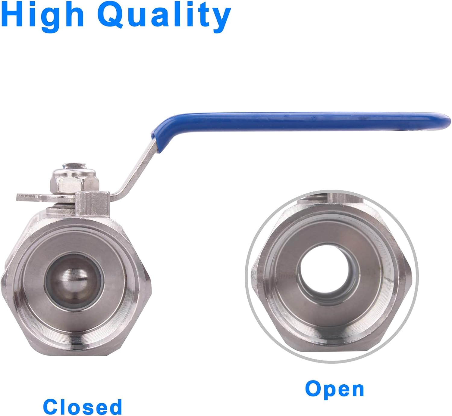 DERNORD Stainless Steel Ball Valve 1PC Type 1 Inch NPT Standard Port for Water, Oil, and Gas (Pack of 2)