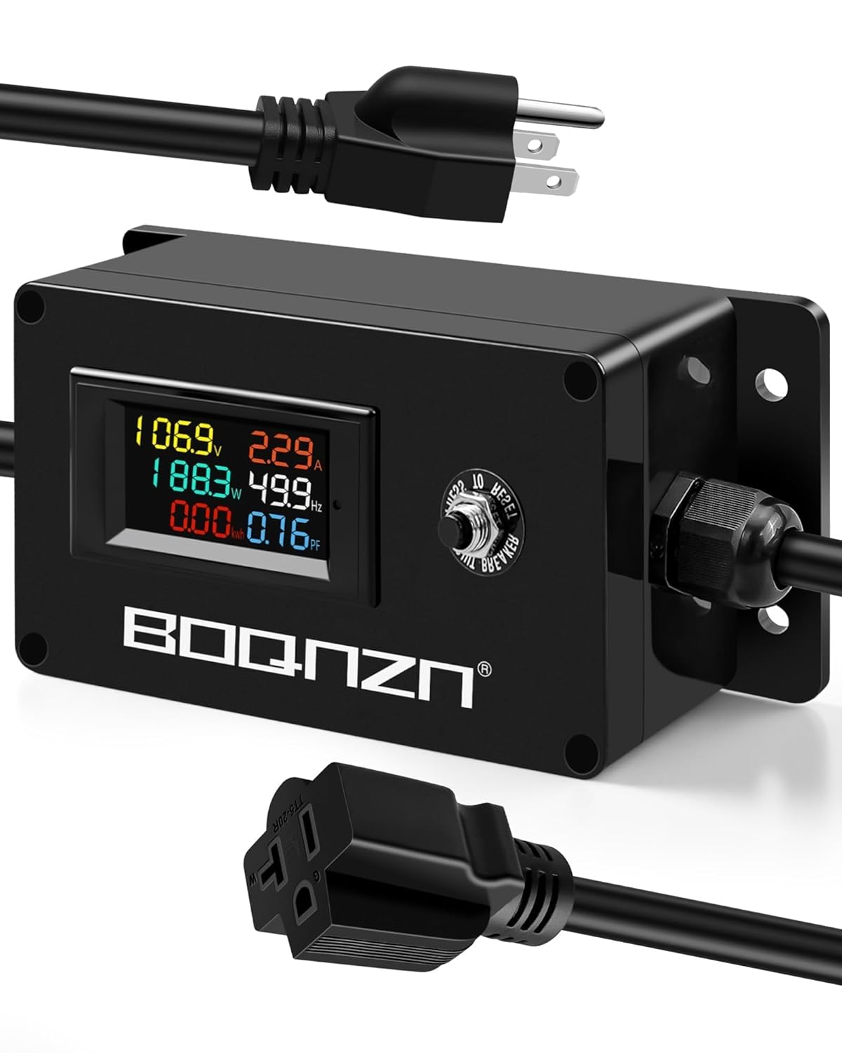 20A 125V AC Power Meter, NEMA 5-15P to NEMA 5-20R Outlet Monitor, Multifunction Energy Monitor Voltage Current Frequency Power Factor, LCD Display Digital Multimeter Tester