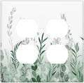 Watercolor Green Leaf Rustic Plant Eucalyptus Flowers Outlet Covers 2 Gang Double Duplex Decorative Light Switch Covers Electrical Wallplates Socket Faceplate for Bed Room Living Room Decor