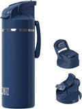 OISIZ Insulated Water Bottle 20 oz with 2 in 1 Spout and Straw Lid,One Click Safety Lock,100% Leakproof,Keep Cold 24H,Vacuum Stainless Steel Water Bottle for School,Travel and Sports,Dishwasher Safe