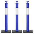 RoadHero 45 Inch Delineator Post with Rubber Base, Heavy Duty Blue Traffic Delineator Posts Cones with Reflective Collars for Parking Lots, Road Safety, Construction Events 3 Pack