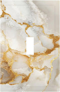 Gold Marble Crack Simple Abstract Print Decorative Light Switch Cover 1 Gang Single Toggle Device Electrical Faceplate Switchplates Decorator Outlet Wall Plate for Bathroom Kitchen Home Decor