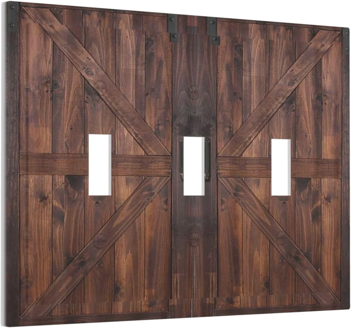 Decorative Light Switch Cover Plate Vintage Brown Farmhouse Barn Door 3 Gang Wall Plates for Electrical Outlets Triple Toggle Switch Plate Covers Outlet Covers Faceplate for Bedroom Home Decor