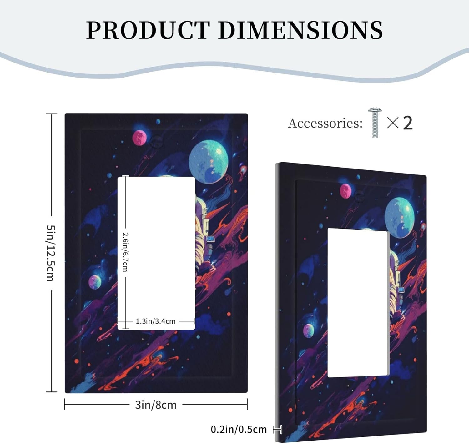 Decorative Outlet Covers Purple Space Astronaut Planet 1 Gang Single Decora GFCI Device Light Switch Covers Plate 1 Rocker Wall Plate Jumbo Face Plate for Bedroom Home Decor