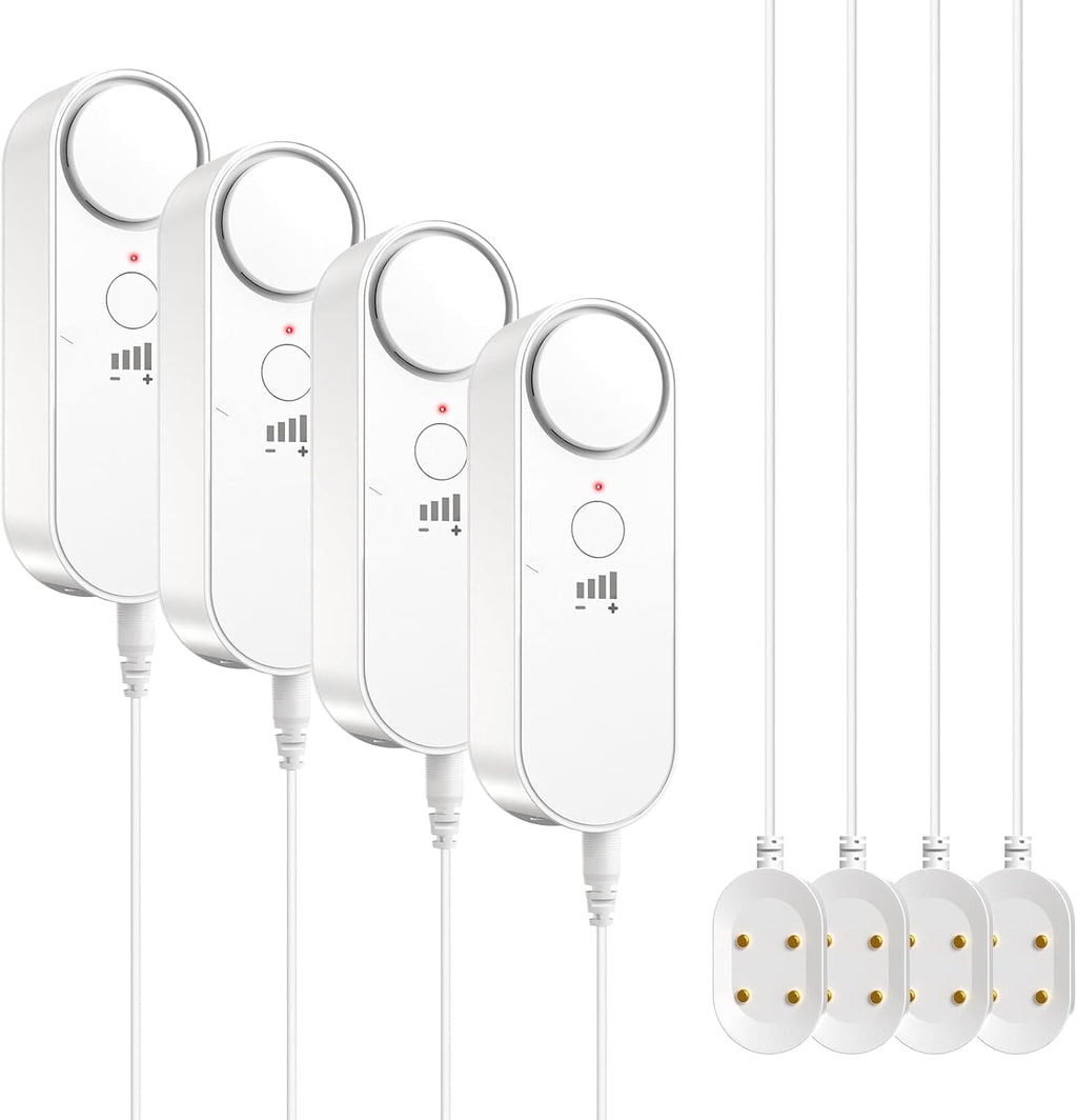 Daytech 3in1 Water Alarm for Basements with 6.5ft Detection Cable Water Sensor for Bathroom Water Leak Detectors for Home RV Kitchen Sump Pump Alarm for Water Heater Washing Machine Sink (4 Pack)