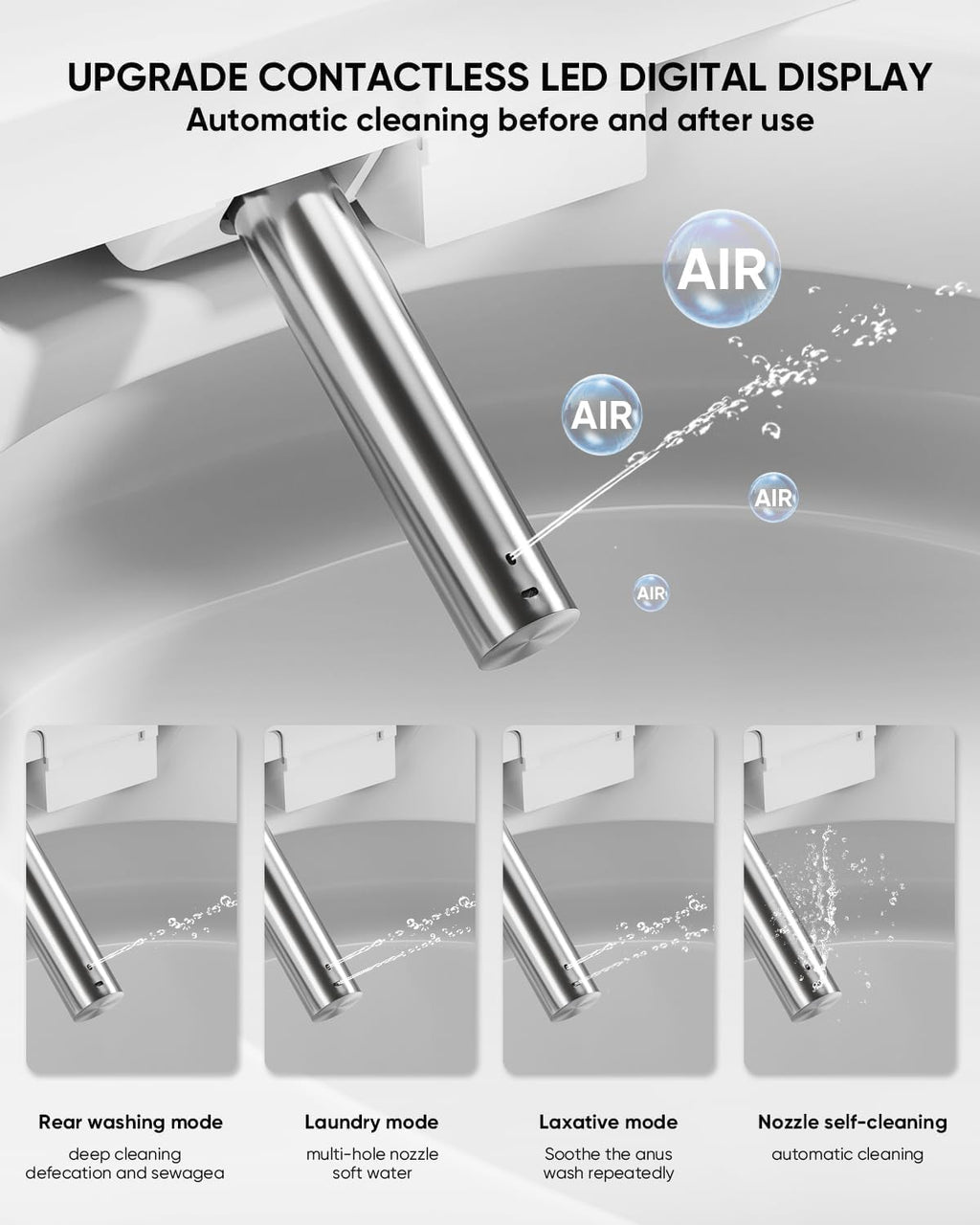Smart Toilet with Warm Water Sprayer and Dryer, One Piece Bidet Toilet with Auto Dual Flush,Foot Sensor Operation,Heated Seat Smart with Built In Fahrenheit LED Display