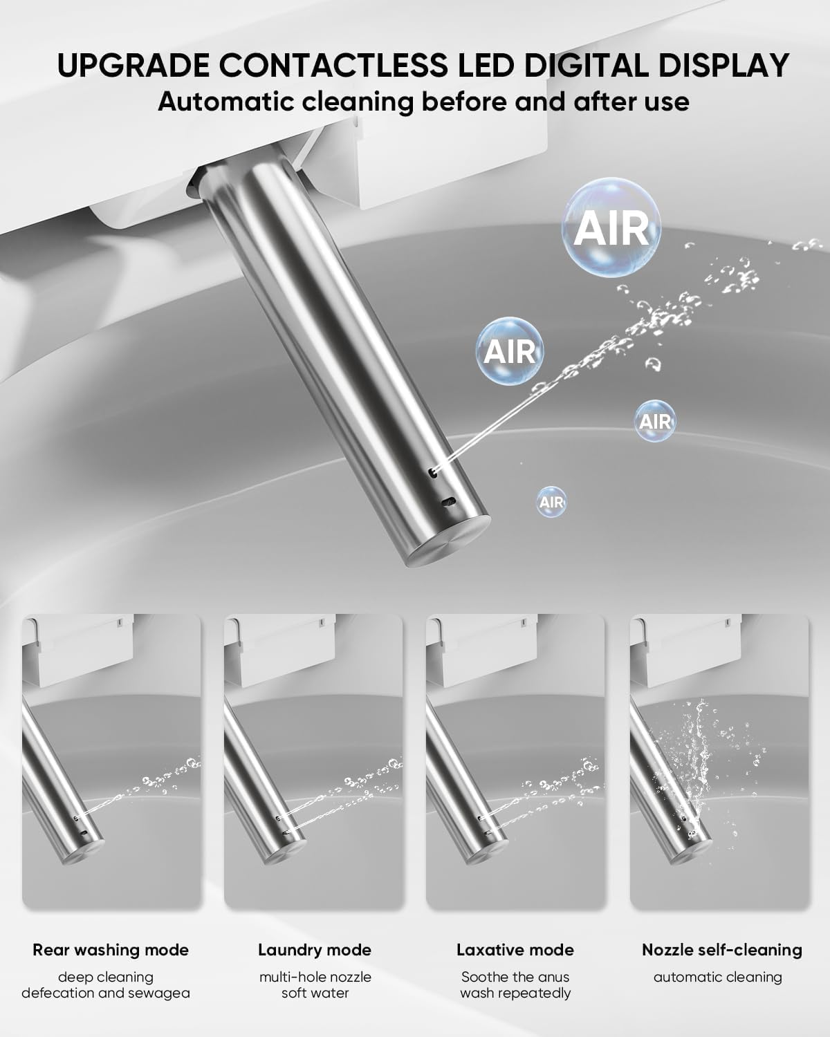 Smart Toilet with Warm Water Sprayer and Dryer, One Piece Bidet Toilet with Auto Dual Flush,Foot Sensor Operation,Heated Seat Smart with Built In Fahrenheit LED Display