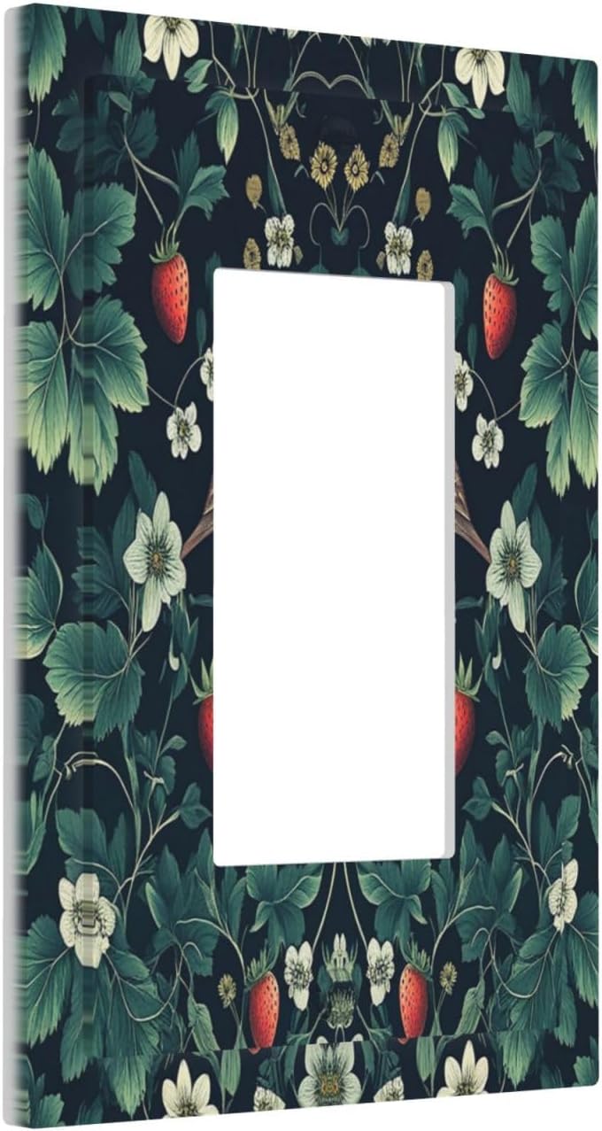 Decorative Outlet Covers Strawberry Birds Flowers Plant Morris Floral 1 Gang Single Rocker Light Switch Cover Plate Wall Plates GFCI Faceplate for Bedroom Farmhouse Decor