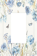 Decorative Outlet Covers Blue Floral Hydrangea Plants 1 Gang Single Rocker Light Switch Cover Plate Wall Plates GFCI Faceplate for Bedroom Home Decor