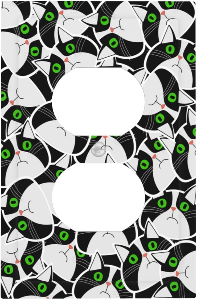 Funny Cat Wacky Kitty 1 Gang Duplex Receptacle Switch Wall Plate Decorative Switchplate Outlet Covers Electrical Plug Cover Faceplate for Bathroom Home Decor 5 X 3 IN