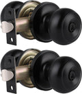 Gobrico 2 Pack Keyed-Alike Exterior Door Knobs with Key Matte Black Entry Door Knob Flat Ball Door Locksets with Same Key and Lock Front Door Knob