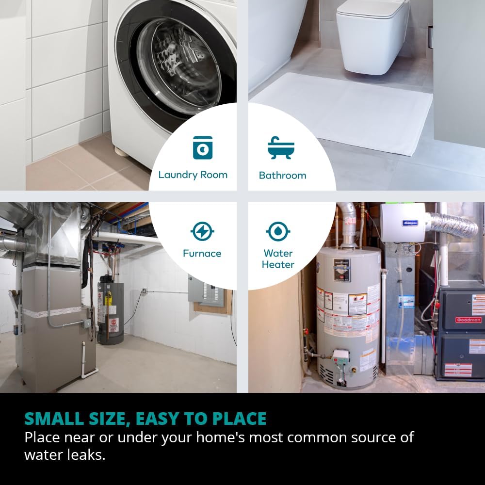by Ezlo Water Sensor - Monitors Your Whole Home for Leaks - Detects Water Leaks in a Kitchen, Bathroom, Basement or Laundry Room - Zigbee