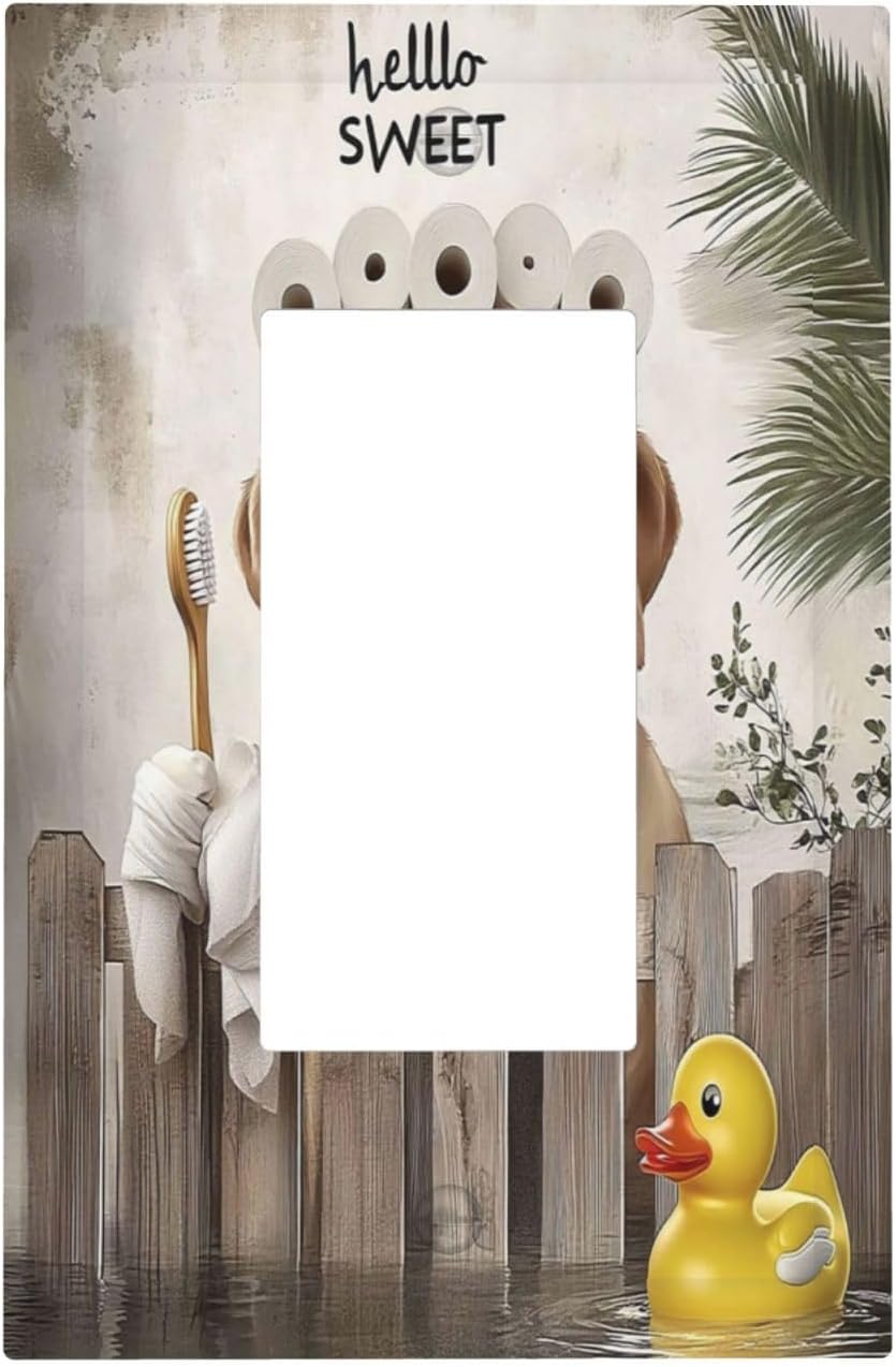Funny Dog Rustic Farmhouse Wooden Fence Labrador Decorative Outlet Covers 1 Gang Single Rocker Light Switch Cover Plate Wall Plates Gfci Faceplate For Kids Room Bathroom Decor