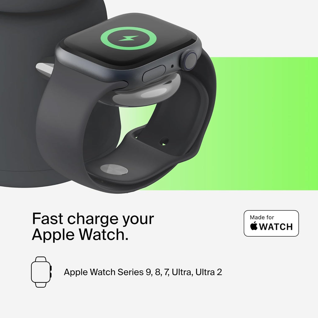 Belkin 2-in-1 Qi2 Wireless Charging Dock 15W Fast Charge iPhone Charger Compatible with iPhone 17, 16, 15, 14, and 13 Series, AirPods, and Other Qi2 Enabled Devices, Includes Power Supply - Black