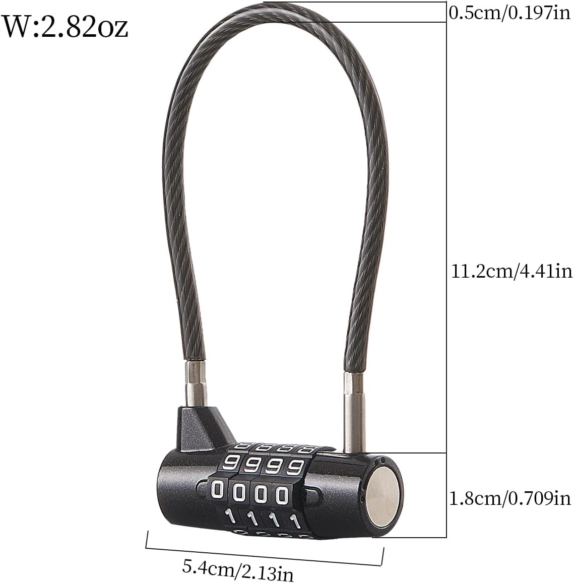 Combination Lock Cable Lock with 4 Digits Cabinet Lock with 3.5" Durable Cable Ideal for lockers, Gym, gate, Fence, Toolbox, case, hasp Storage and Outdoor（Blue） (3.5")