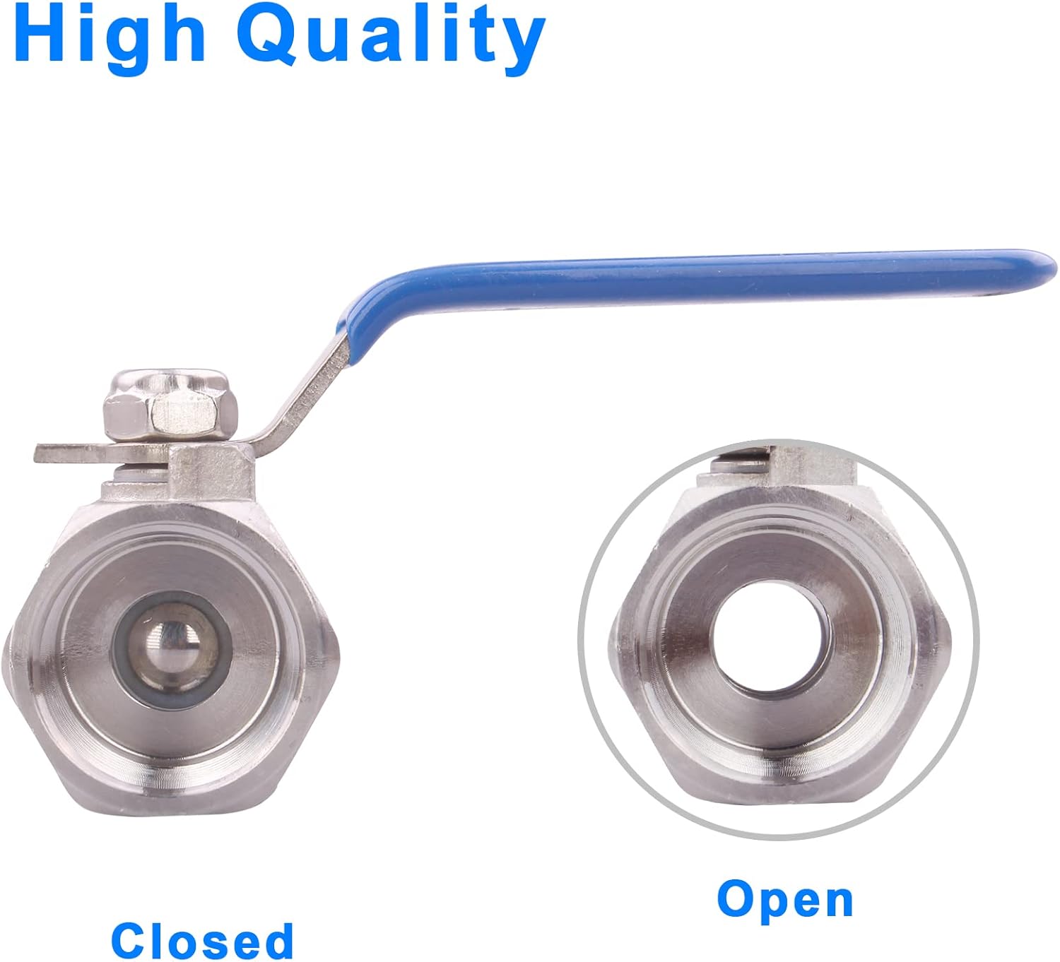 DERNORD Stainless Steel Ball Valve 1PC Type NPT Standard Port for Water, Oil, and Gas (3/4 Inch Ball Valve)