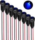 8pcs Blue LED Indicator Pilot Light AC/DC 12-24V Mounting Hole Size 8mm(Flame Retardant Plastic Shell)