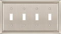 Henne Bery Sunken Pearls Heavy Duty Decorative Wall Plate Switch Plate Outlet Cover (Quad Toggle, Satin Nickel)
