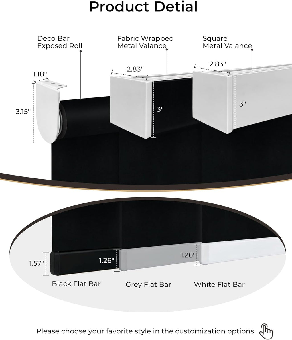 Motorized Roller Shade with Remote Control, 100% Blackout Electric 21-98” Width Blinds for Windows with Alexa Google Home, Rechargeable Smart Automatic Customized Size（Waterproof-Black）