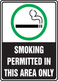 Accuform MSMK538VA Aluminum Safety Sign, Legend "SMOKING PERMITTED IN THIS AREA ONLY" with Graphic, 10" Length x 7" Width, Green/Black on White